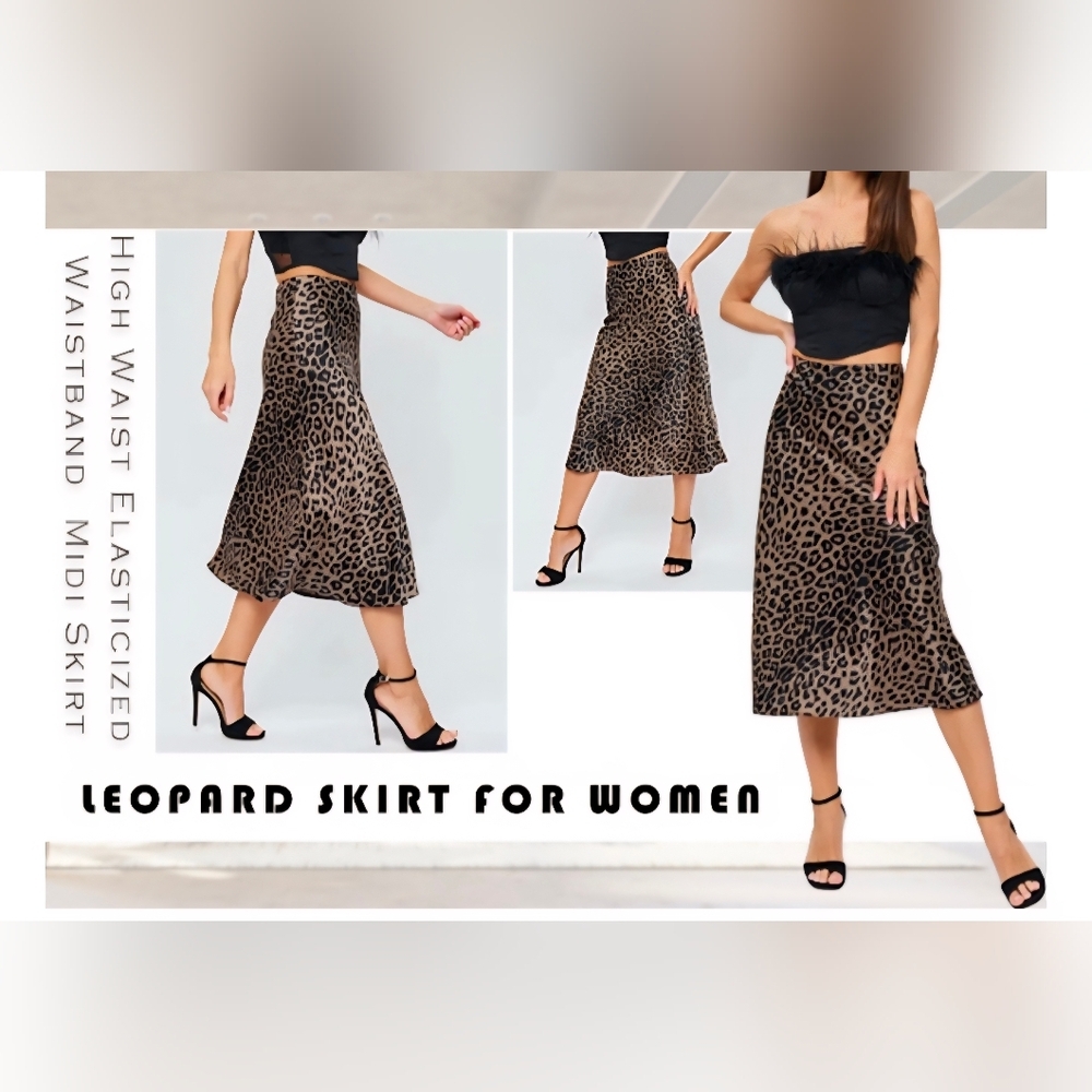 Satin High Waist Hidden Elasticized Waistband Flared A Line Skirt #838 - Picture 12 of 12